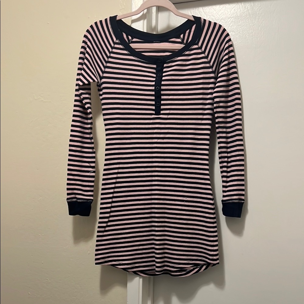 Striped Long Sleeve Henley Top